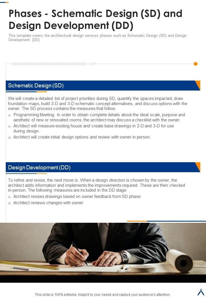 Phases Schematic Design SD And Design Development DD One Pager Sample Example Document Slide01