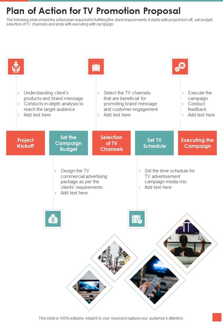 Plan Of Action For TV Promotion Proposal One Pager Sample Example Document Slide01