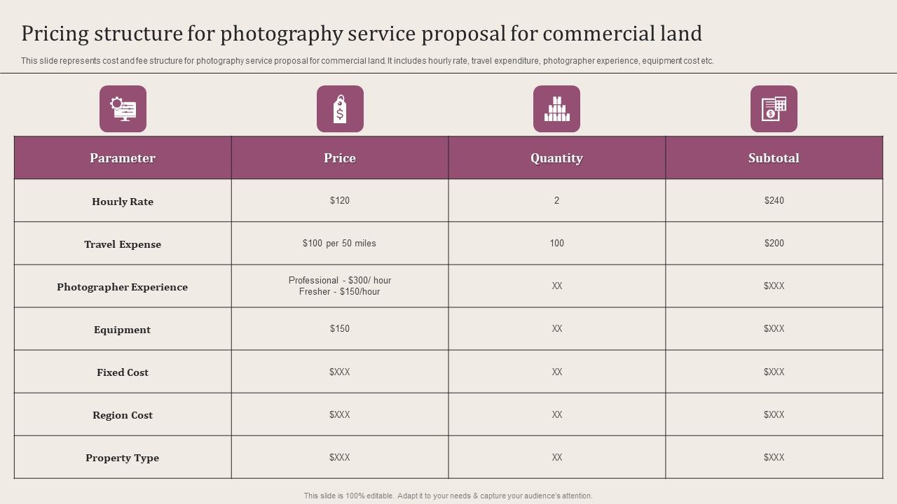 Pricing_Structure_For_Photography_Service_Proposal_For_Commercial_Land_Infographics_PDF_Slide_1.jpg