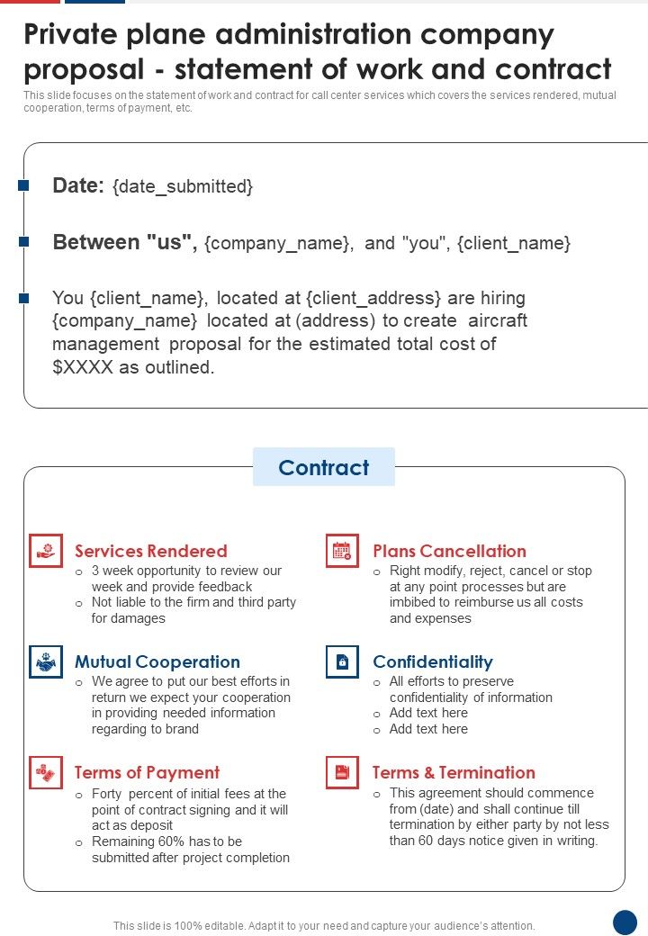 Private_Plane_Administration_Company_Statement_Of_Work_And_Contract_One_Pager_Sample_Example_Document_Slide_1.jpg
