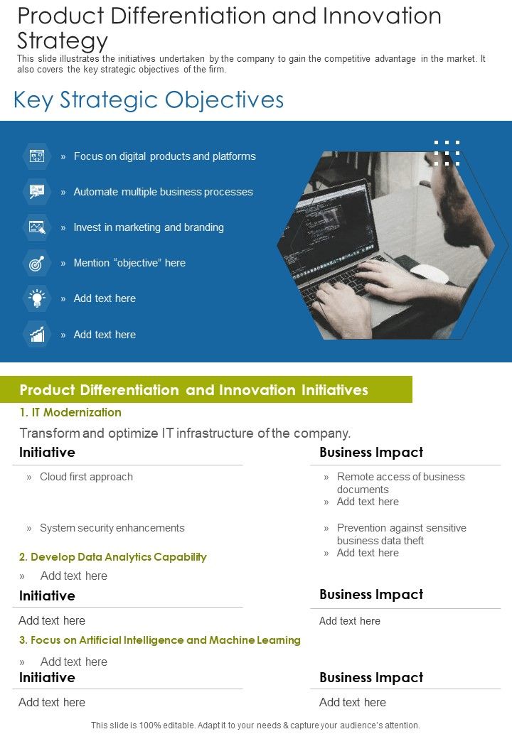 Product Differentiation And Innovation Strategy One Pager Documents Slide01