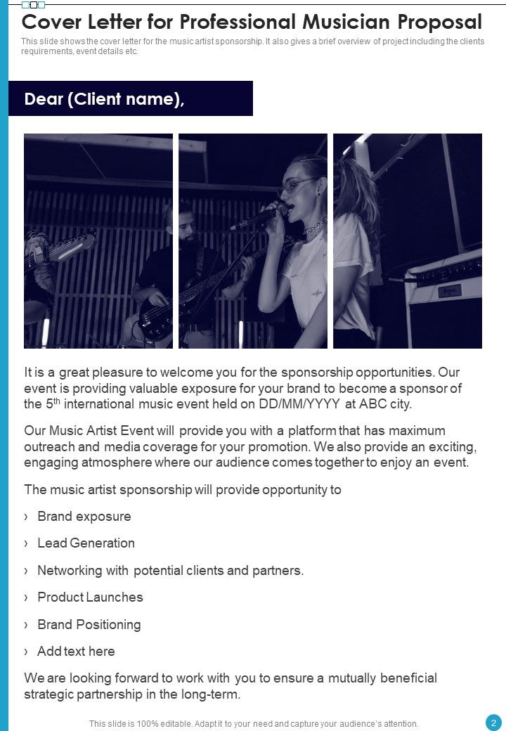 Professional Musician Proposal Example Document Report Doc Pdf Ppt