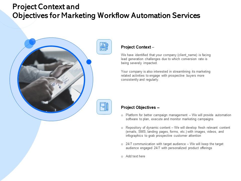 Project_Context_And_Objectives_For_Marketing_Workflow_Automation_Services_Ppt_Portfolio_Graphics_Template_PDF_Slide_1.jpg