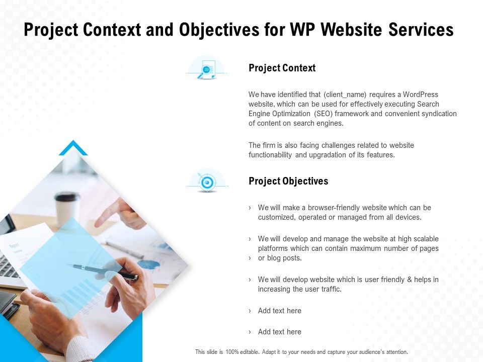 Project_Context_And_Objectives_For_WP_Website_Services_Ppt_PowerPoint_Presentation_Graphics_Slide_1.jpg