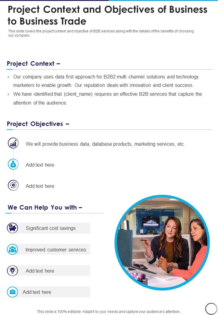Project Context And Objectives Of Business To Business Trade One Pager Sample Example Document Slide01