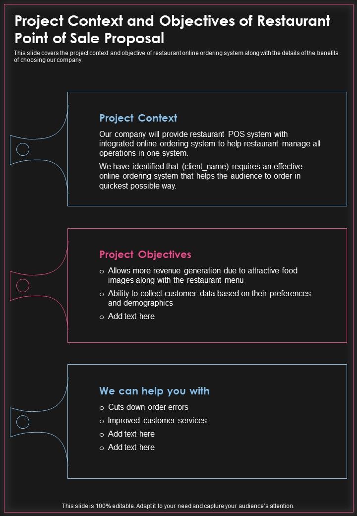 Project Context And Objectives Of Restaurant Point Of Sale Proposal One Pager Sample Example Document Slide01
