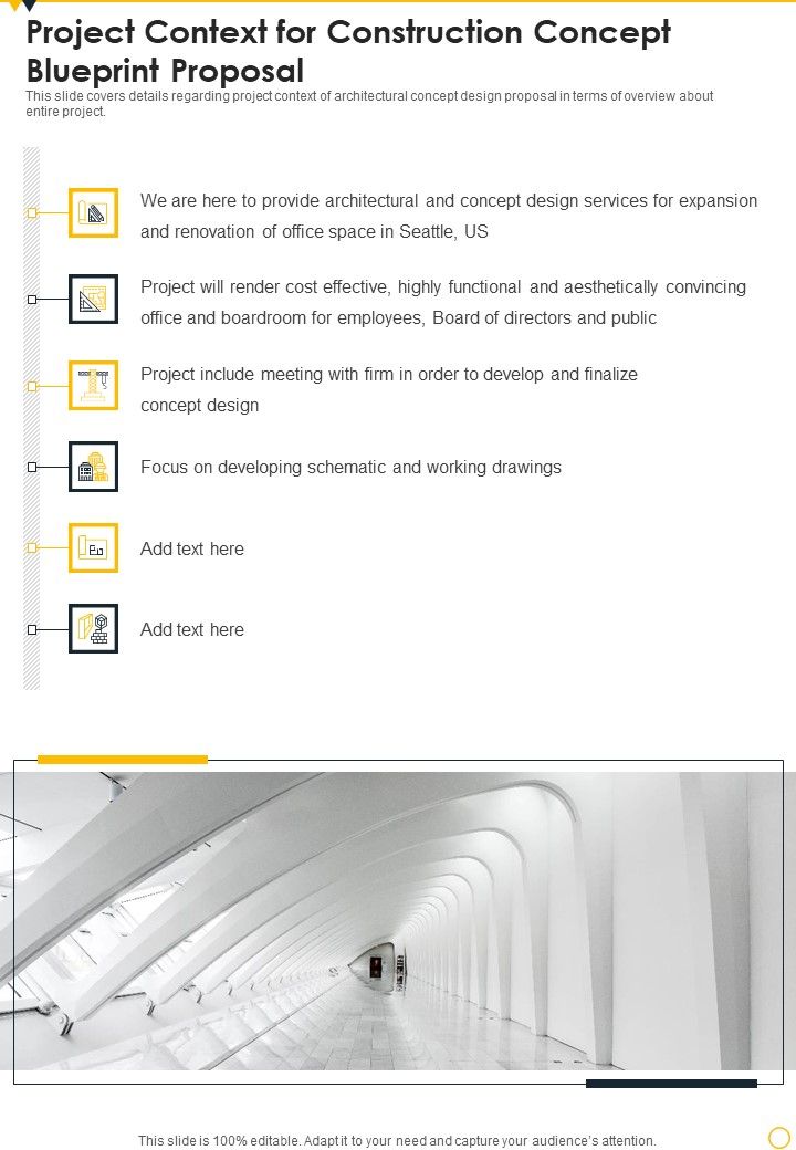 Project Context For Construction Concept Blueprint Proposal One Pager Sample Example Document Slide01