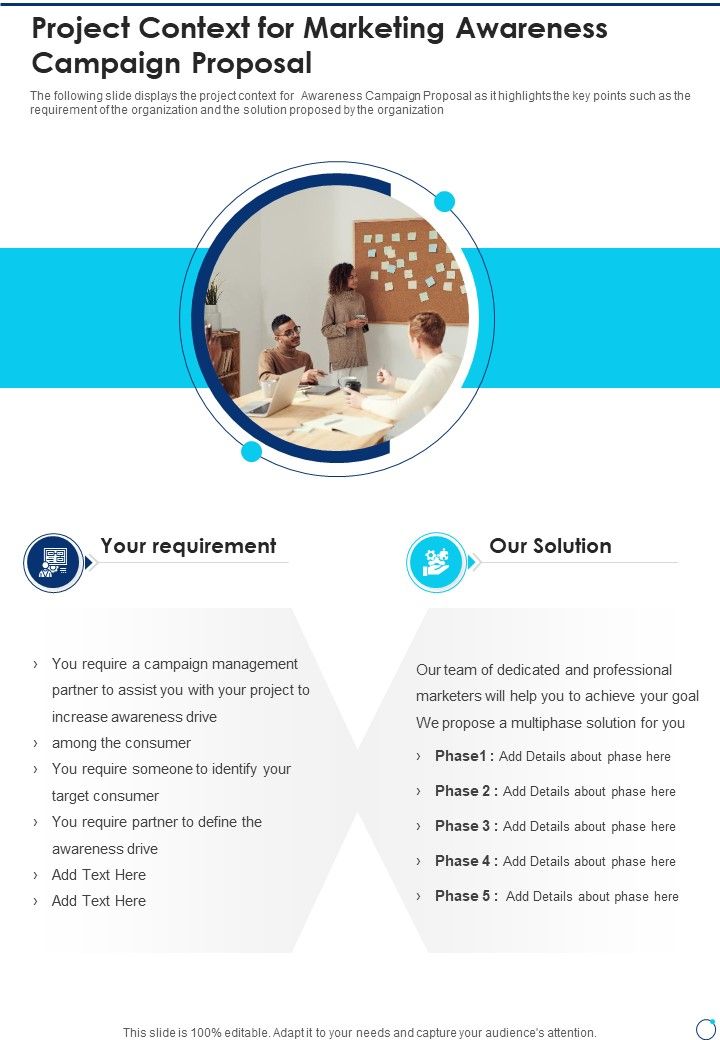 Project Context For Marketing Awareness Campaign Proposal One Pager Sample Example Document Slide01