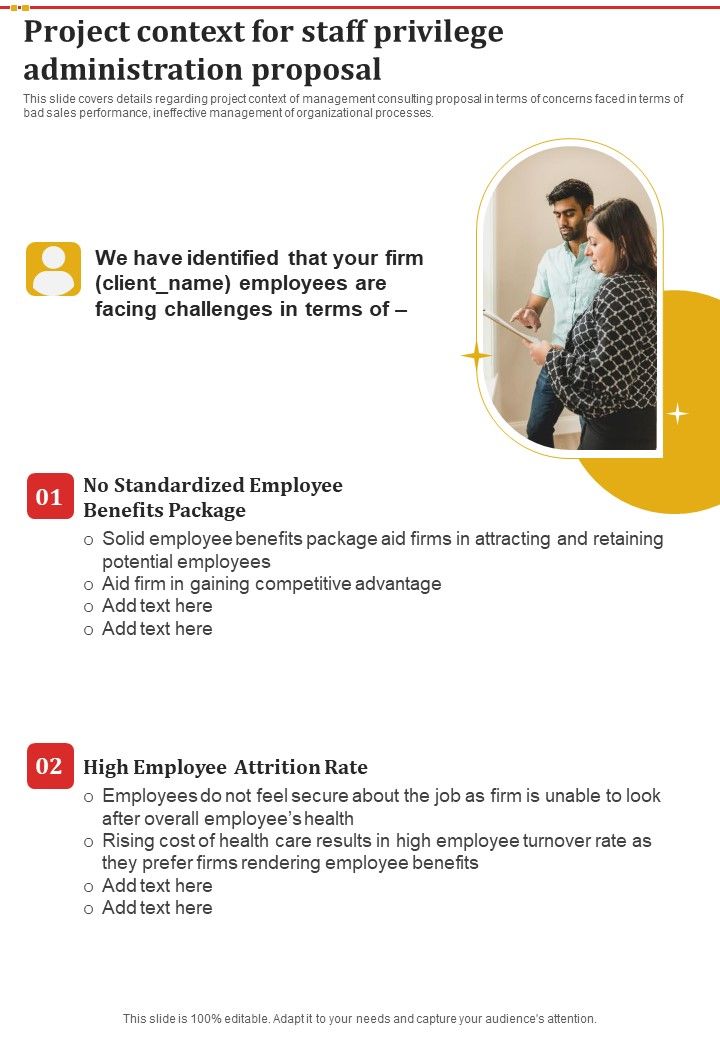 Project Context For Staff Privilege Administration Proposal One Pager Sample Example Document Slide01