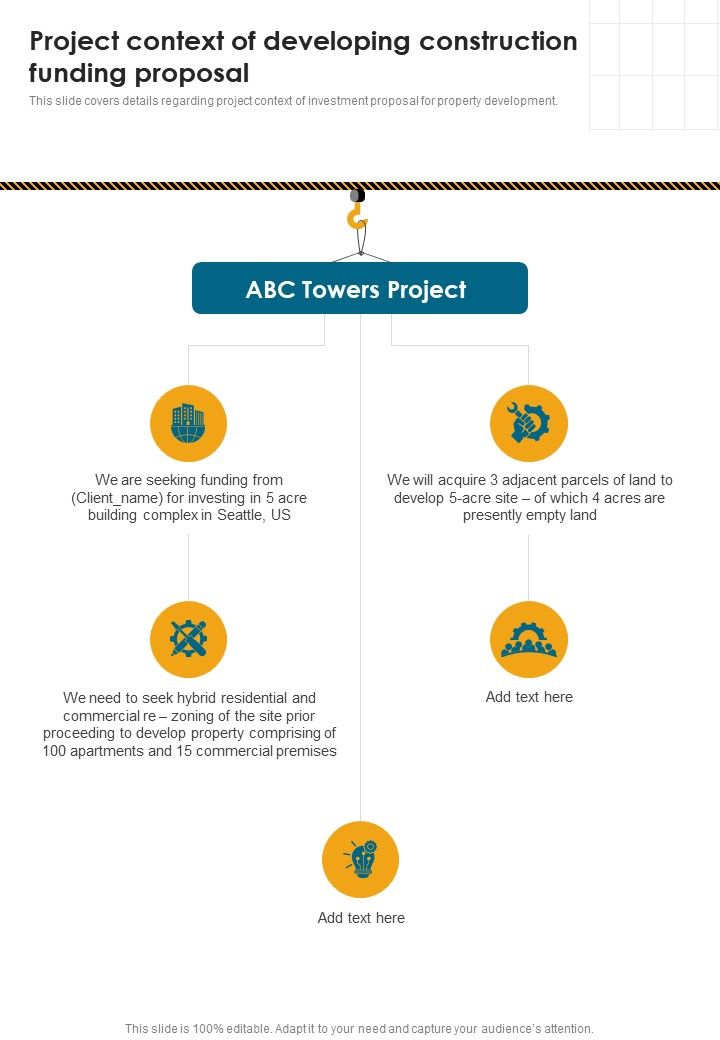 Project Context Of Developing Construction Funding Proposal One Pager Sample Example Document Slide01