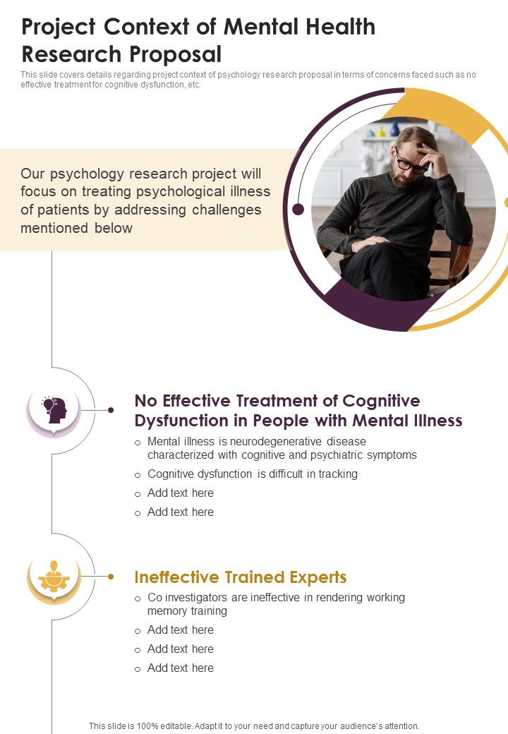 Project Context Of Mental Health Research Proposal One Pager Sample Example Document Slide01