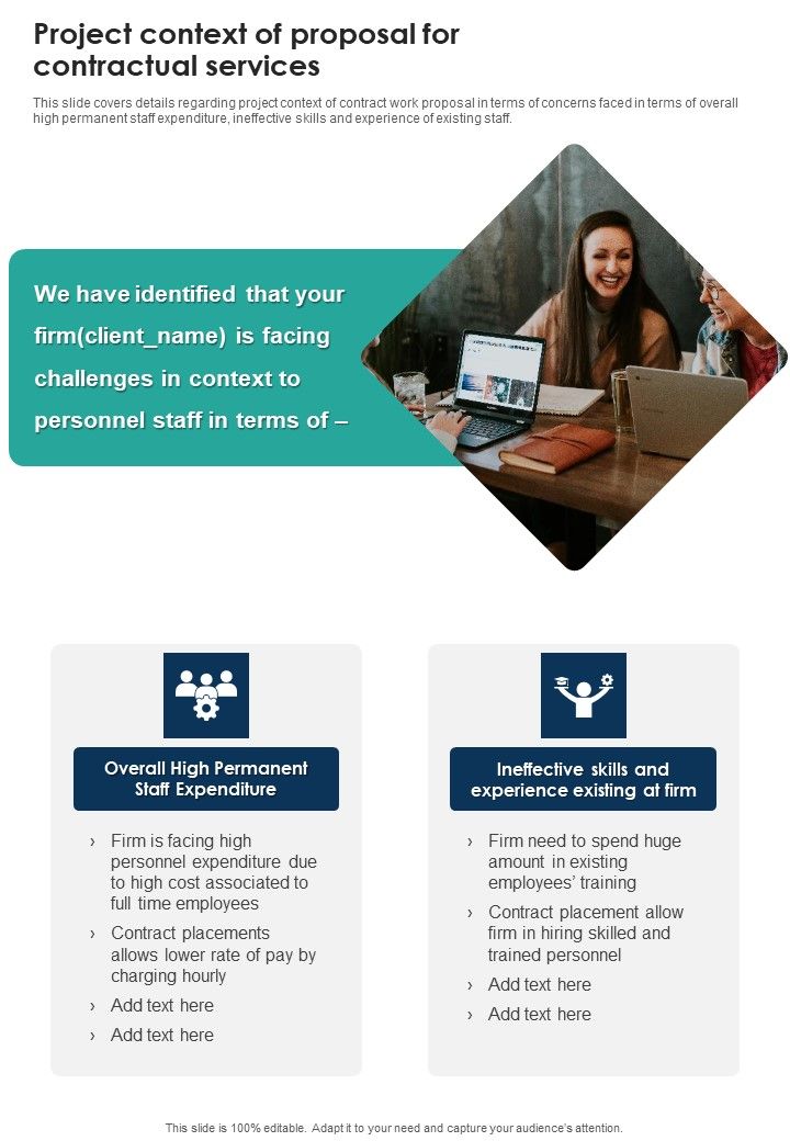 Project Context Of Proposal For Contractual Services One Pager Sample Example Document Slide01