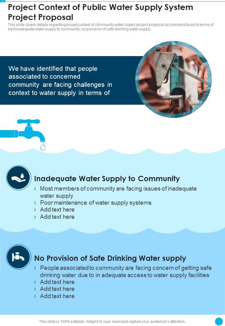 Project Context Of Public Water Supply System Project Proposal One Pager Sample Example Document Slide01