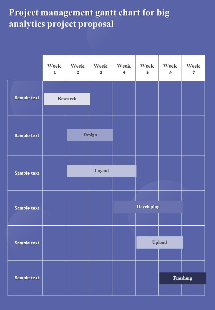 Project Management Gantt Chart For Big Analytics Project Proposal One Pager Sample Example Document Slide01