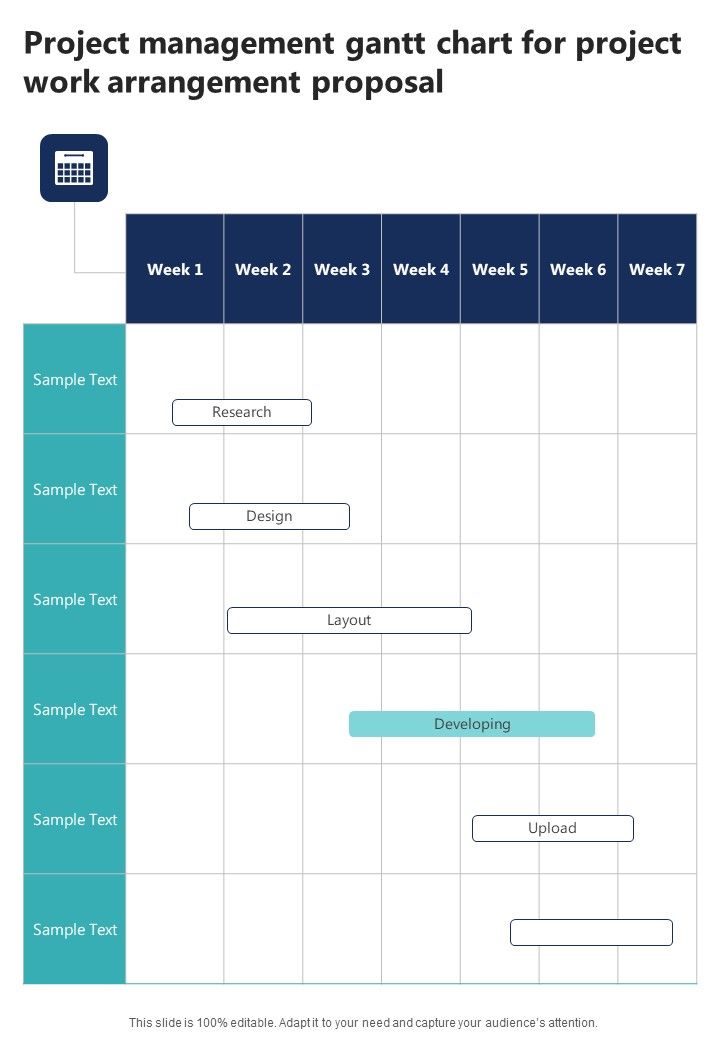 Project Management Gantt Chart For Project Work Arrangement One Pager Sample Example Document Slide01