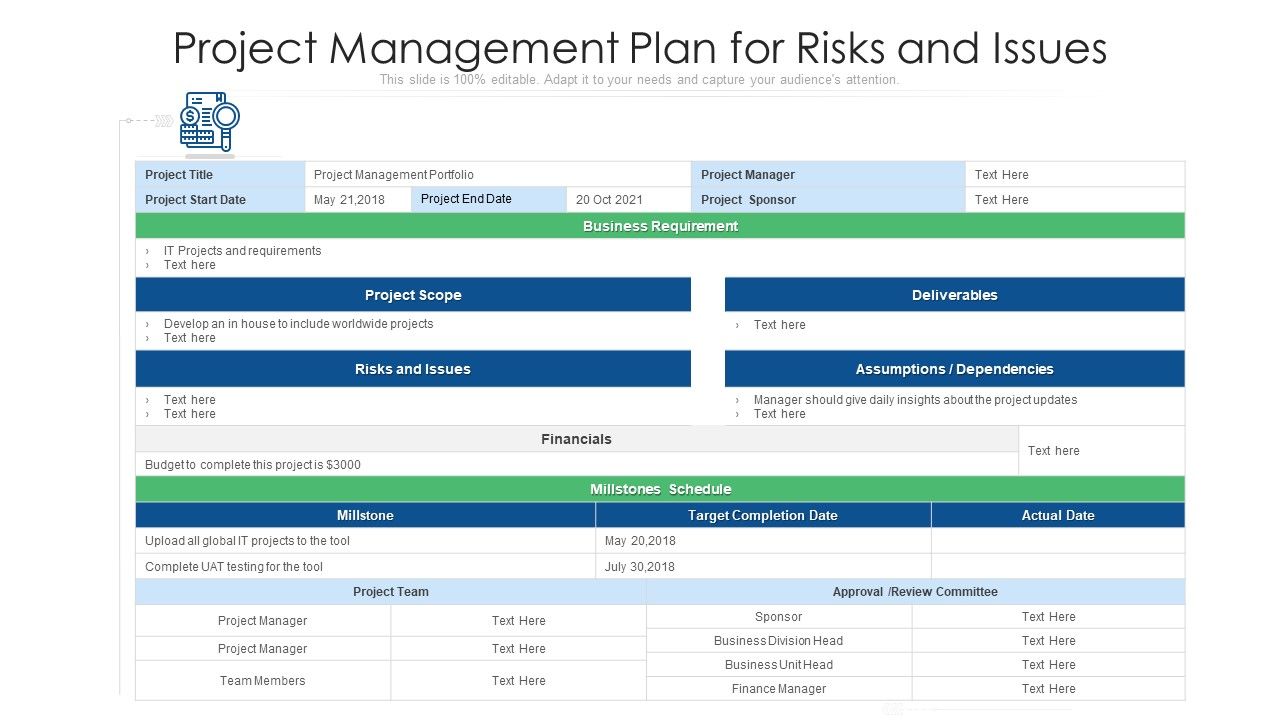 Project_Management_Plan_For_Risks_And_Issues_Ppt_PowerPoint_Presentation_File_Show_PDF_Slide_1.jpg