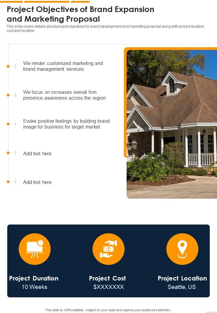 Project Objectives Of Brand Expansion And Marketing Proposal One Pager Sample Example Document Slide01
