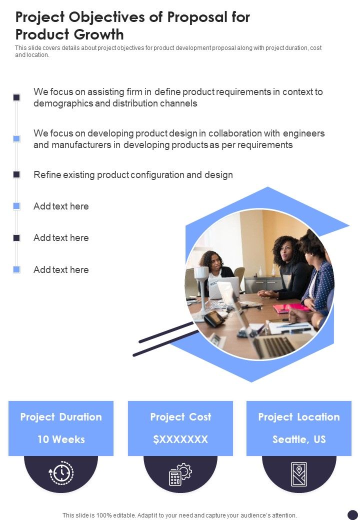 Project Objectives Of Proposal For Product Growth One Pager Sample Example Document Slide01