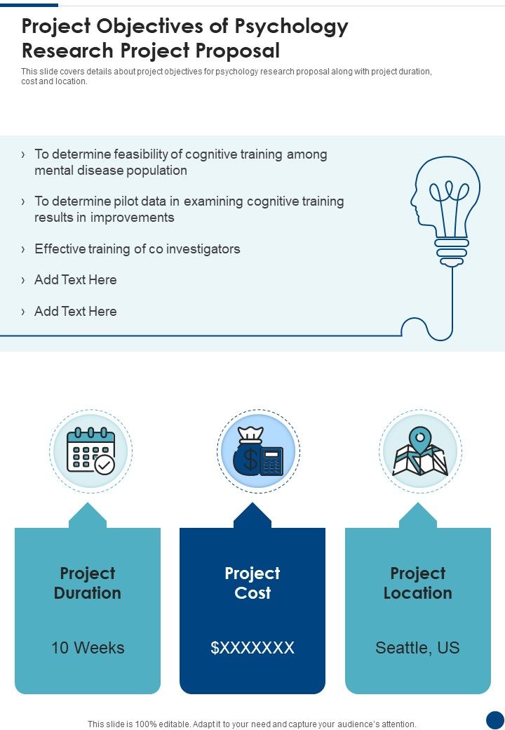 Project Objectives Of Psychology Research Project Proposal One Pager Sample Example Document Slide01