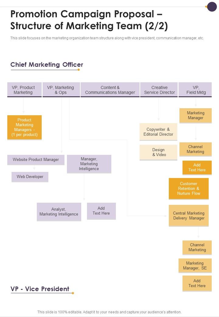 Promotion Campaign Proposal Structure Of Marketing Team One Pager Sample Example Document