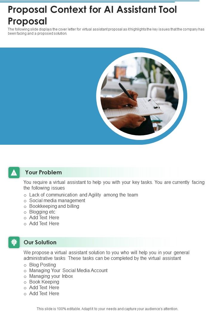 Proposal Context For AI Assistant Tool Proposal One Pager Sample Example Document Slide01