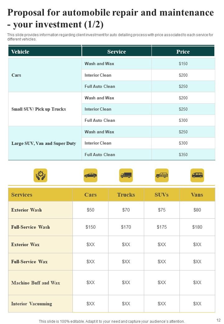 Proposal For Automobile Repair And Maintenance Example Document Report Doc Pdf Ppt