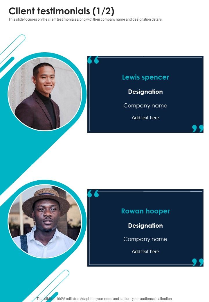 Proposal For Business To Business Enterprise Client Testimonials One Pager Sample Example Document Slide01