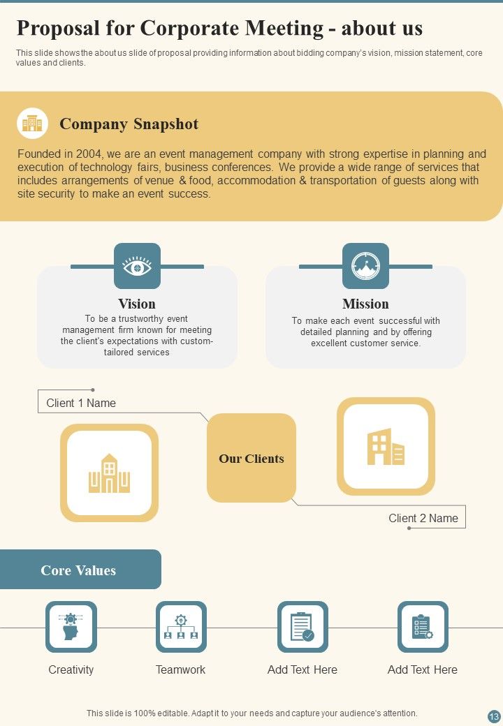 Proposal For Corporate Meeting Example Document Report Doc Pdf Ppt