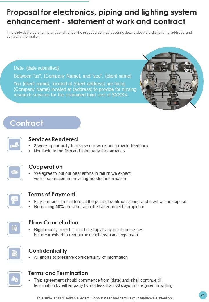 Proposal For Electronics Piping And Lighting System Enhancement Example Document Report Doc Pdf Ppt