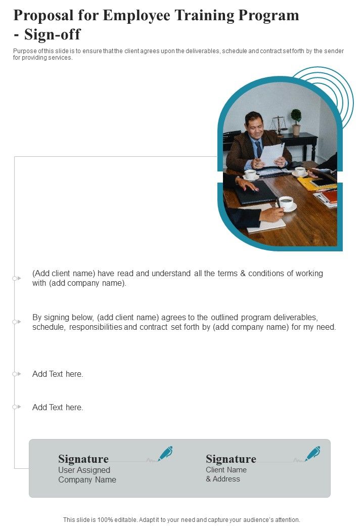 Proposal For Employee Training Program Sign Off One Pager Sample Example Document Slide01