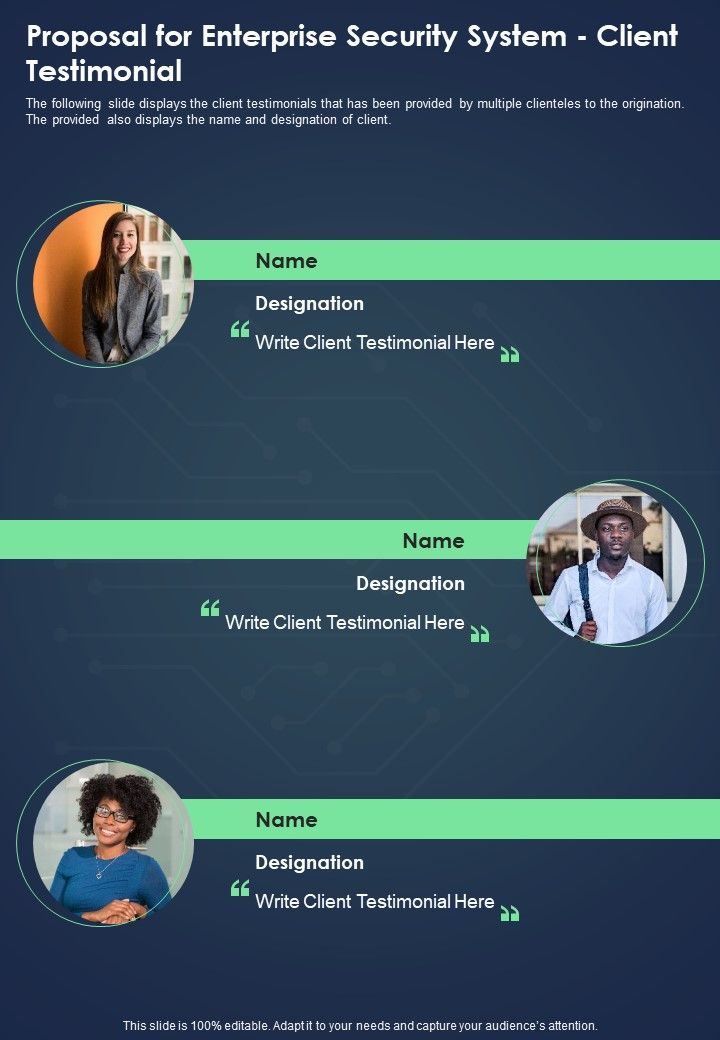 Proposal For Enterprise Security System Client Testimonial One Pager Sample Example Document Slide01