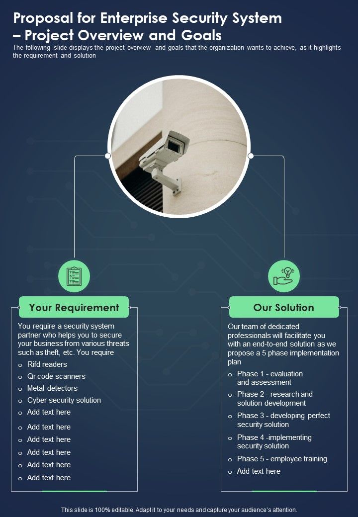 Proposal For Enterprise Security System Project Overview And Goals One Pager Sample Example Document Slide01
