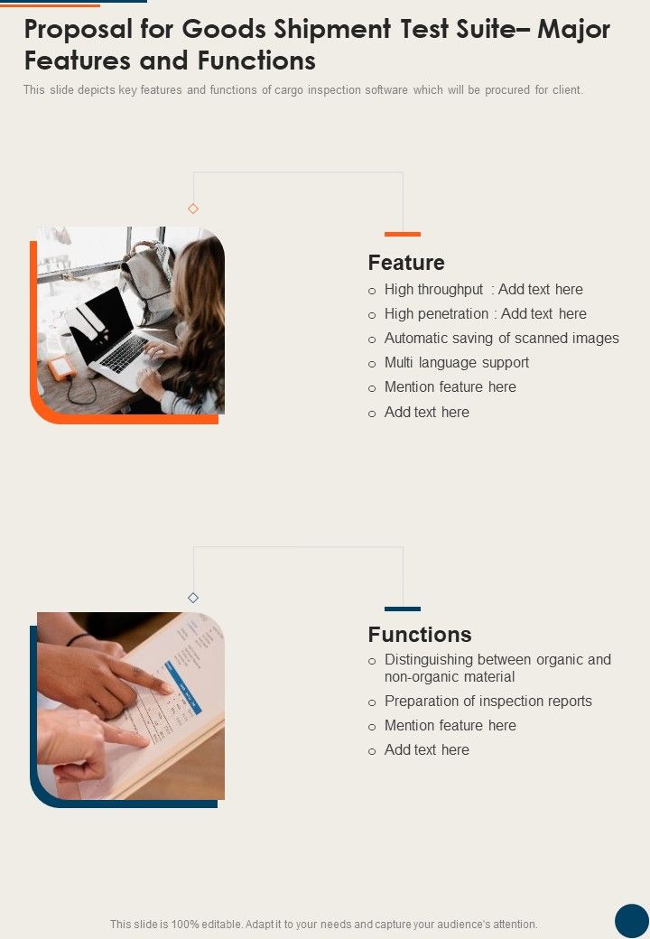 Proposal For Goods Shipment Test Suite Major Features And Functions One Pager Sample Example Document Slide01