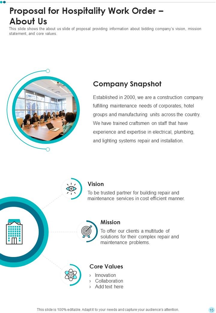 Proposal For Hospitality Work Order Example Document Report Doc Pdf Ppt