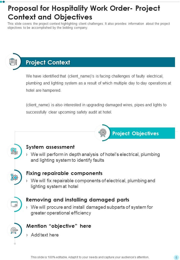 Proposal For Hospitality Work Order Example Document Report Doc Pdf Ppt