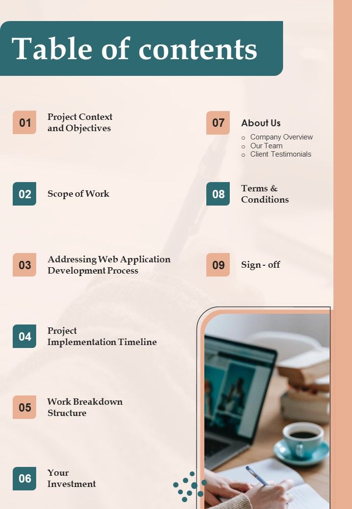 Proposal For Information Technology Project Table Of Contents One Pager Sample Example Document Slide01