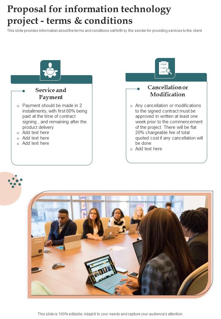 Proposal For Information Technology Project Terms And Conditions One Pager Sample Example Document Slide01