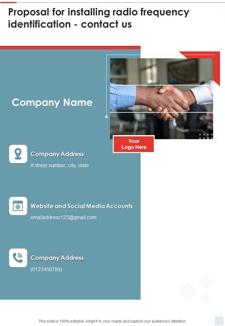Proposal For Installing Radio Frequency Identification Contact Us One Pager Sample Example Document Slide01