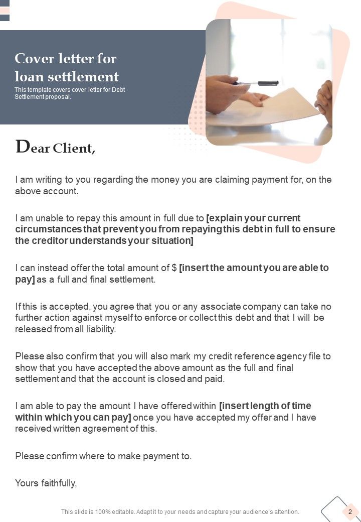 Proposal For Loan Settlement Example Document Report Doc Pdf Ppt