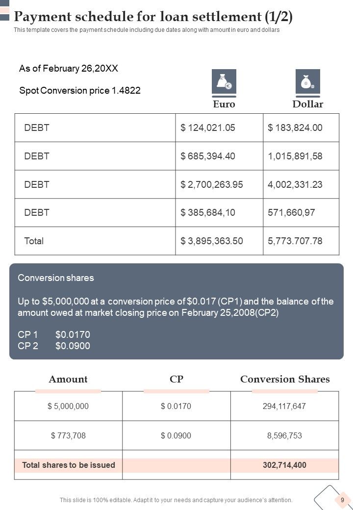 Proposal For Loan Settlement Example Document Report Doc Pdf Ppt