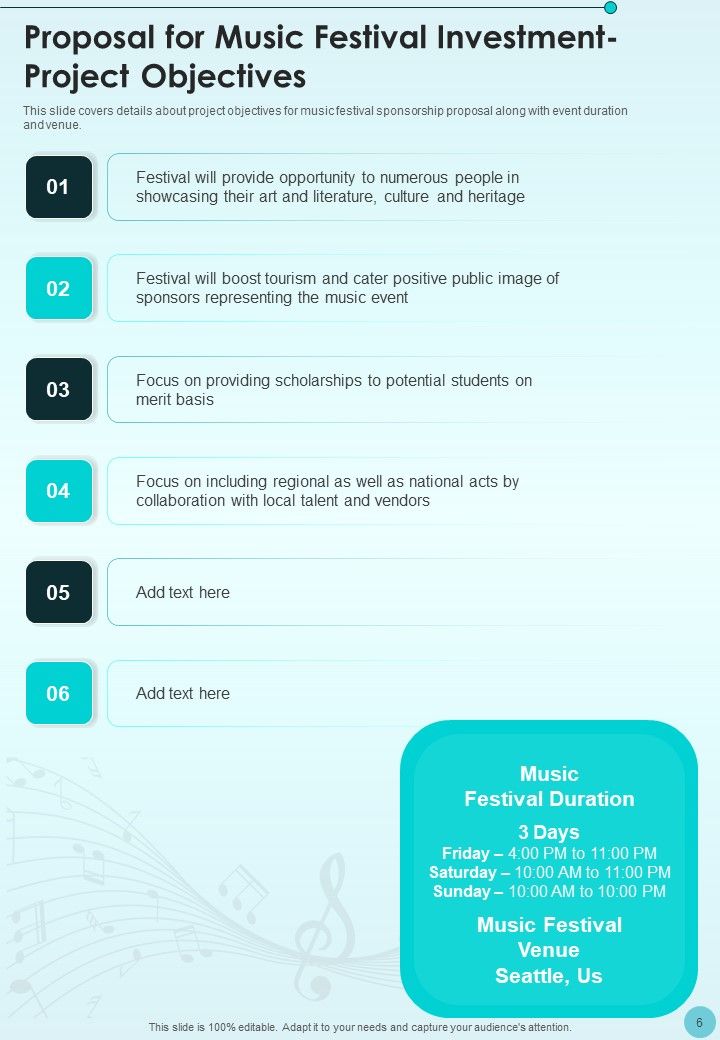 Proposal For Music Festival Investment Example Document Report Doc Pdf Ppt