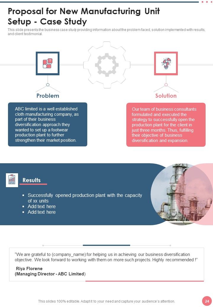 Proposal For New Manufacturing Unit Setup Example Document Report Doc Pdf Ppt