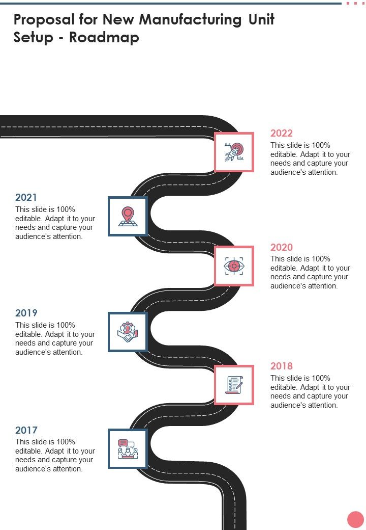 Proposal For New Manufacturing Unit Setup Roadmap One Pager Sample Example Document Slide01