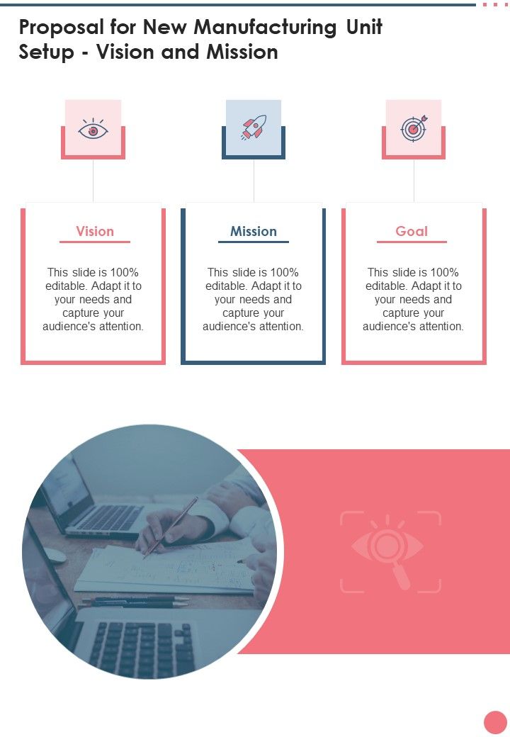 Proposal For New Manufacturing Unit Setup Vision And Mission One Pager Sample Example Document Slide01
