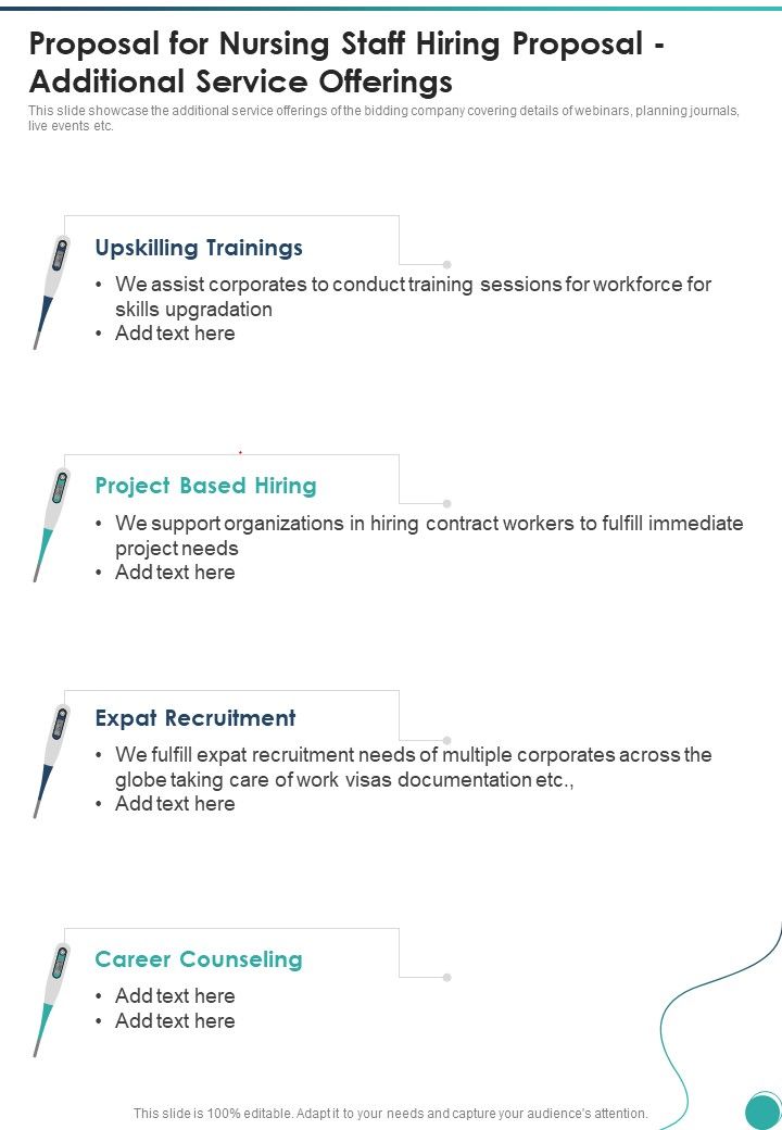 Proposal For Nursing Staff Hiring Proposal Additional Service Offerings One Pager Sample Example Document Slide01