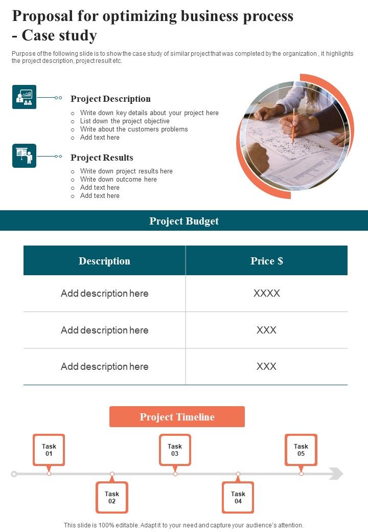 Proposal For Optimizing Business Process Case Study One Pager Sample Example Document Slide01