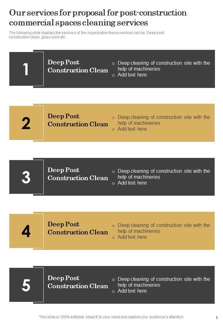 Proposal For Post Construction Commercial Spaces Cleaning Services Example Document Report Doc Pdf Ppt