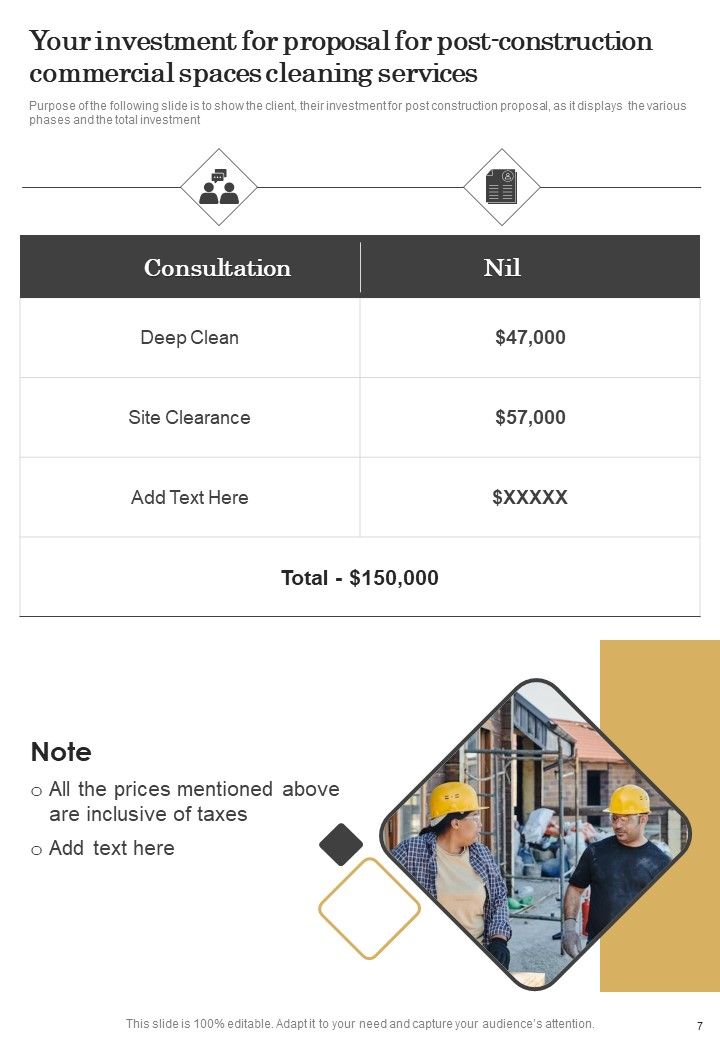 Proposal For Post Construction Commercial Spaces Cleaning Services Example Document Report Doc Pdf Ppt