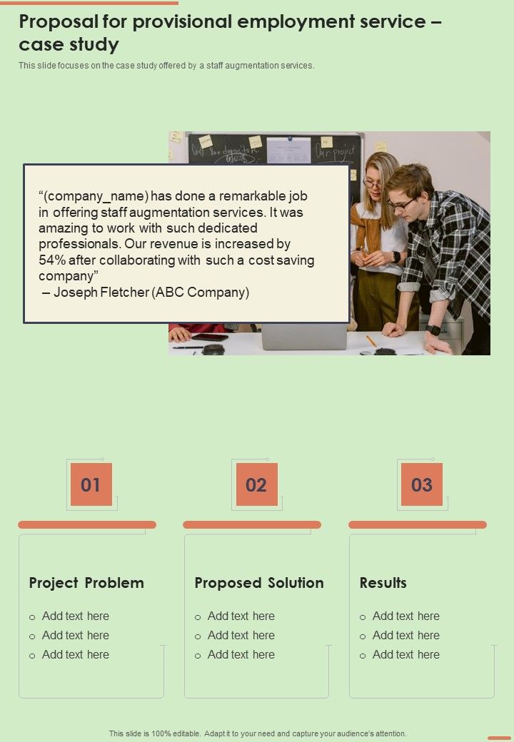 Proposal For Provisional Employment Service Case Study One Pager Sample Example Document Slide01