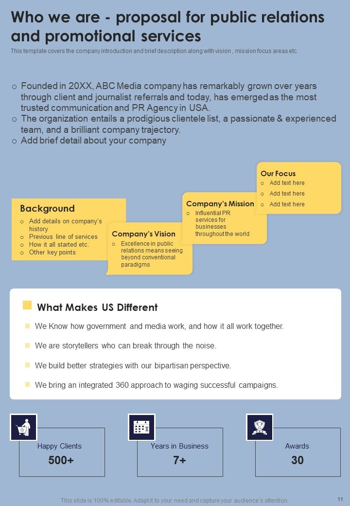 Proposal For Public Relations And Promotional Services Example Document Report Doc Pdf Ppt